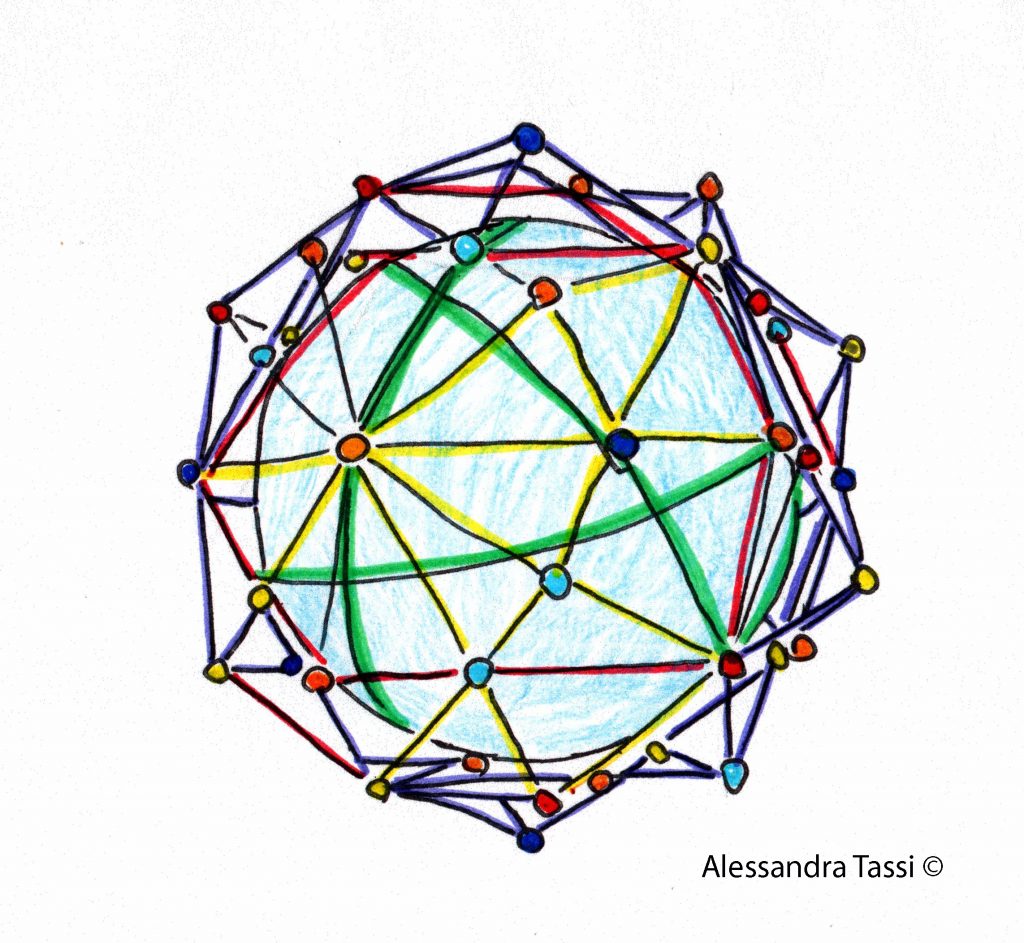 3 D pianeta terra e griglia energetica